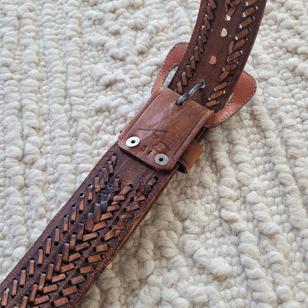 Vintage Braided Leather Belt Sz 34 - Picture 3 of 7